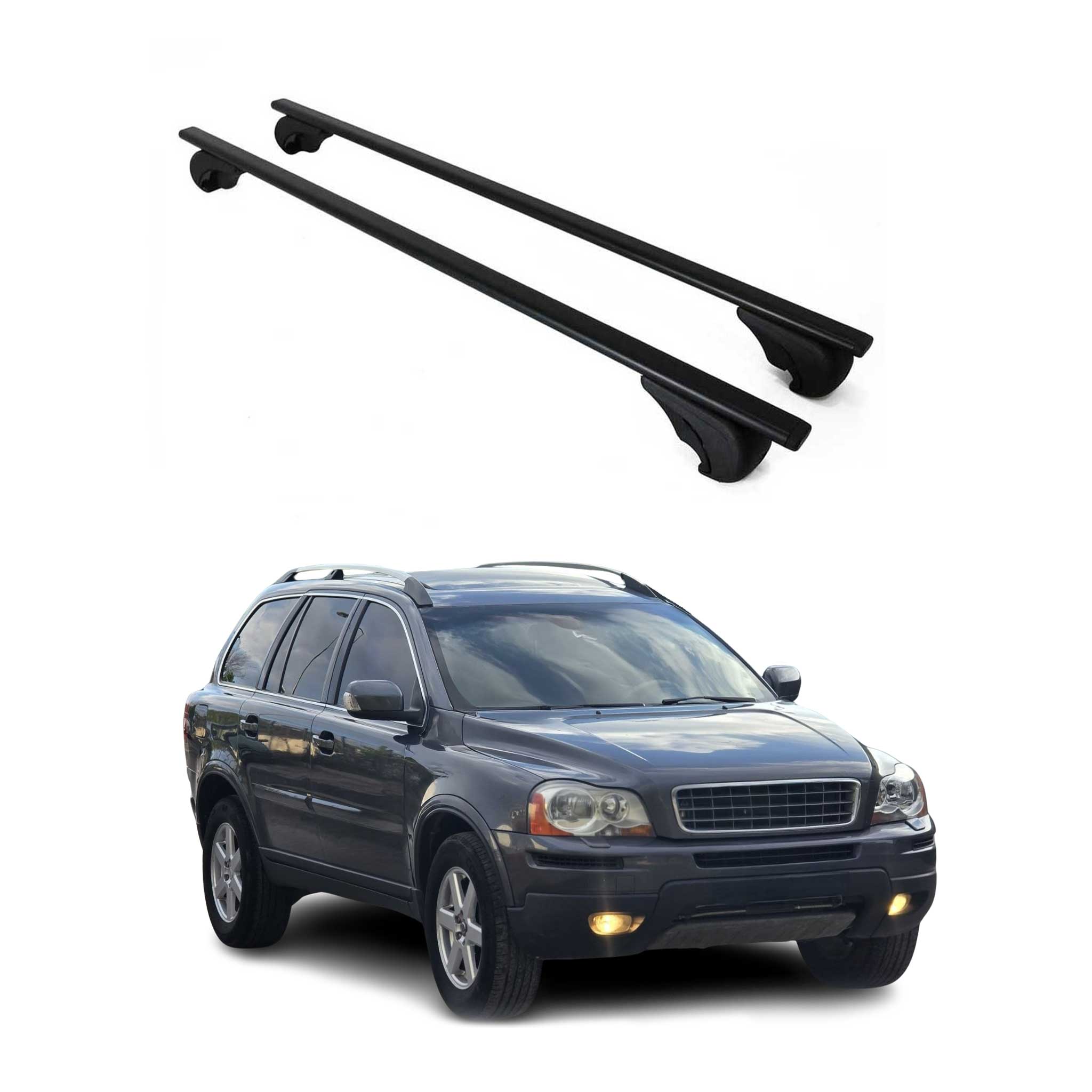 Dachträger Grundtäger für Volvo XC90 mk1 2002-2014 75kg Metall Schwarz 2 tlg