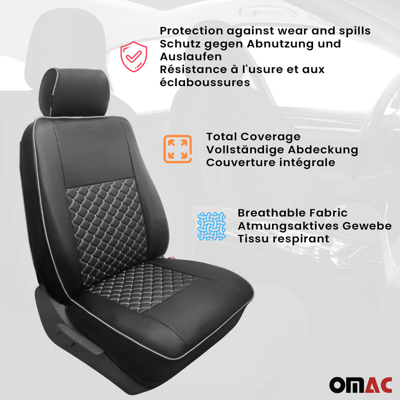 Sitzbezüge Schonbezüge für Ford Transit 2014-2024 Kunstleder Schwarz Weiß 1tlg