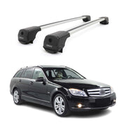 Dachträger Grundträger für Mercedes C Klasse S204 2007-2014 Aluminium Grau 2tlg