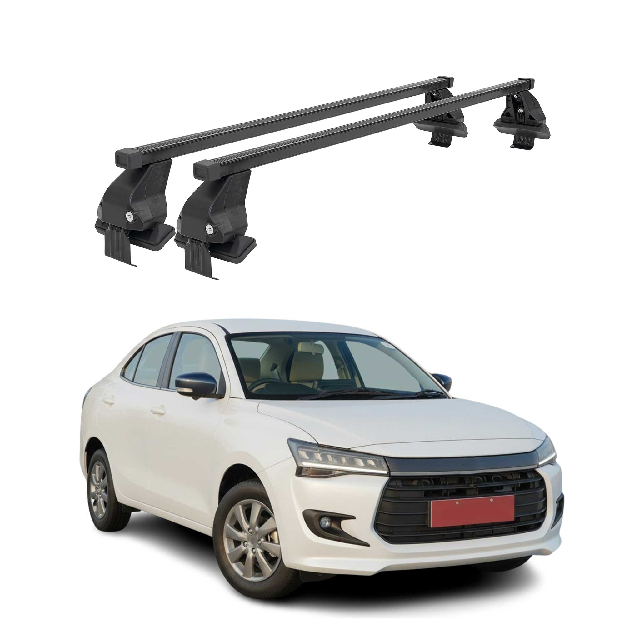 Menabo Dachträger Grundtäger für Suzuki Dzire 2017-2021 50kg Stahl Schwarz 2 tlg