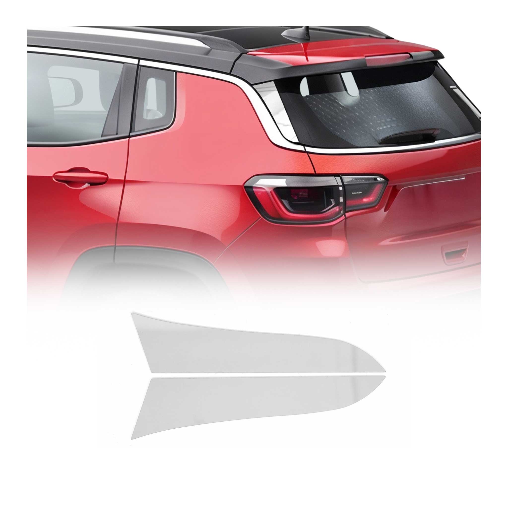 Spoiler Leiste Kofferraum Leiste für Jeep Compass 2017-2025 Edelstahl Chrom 2x