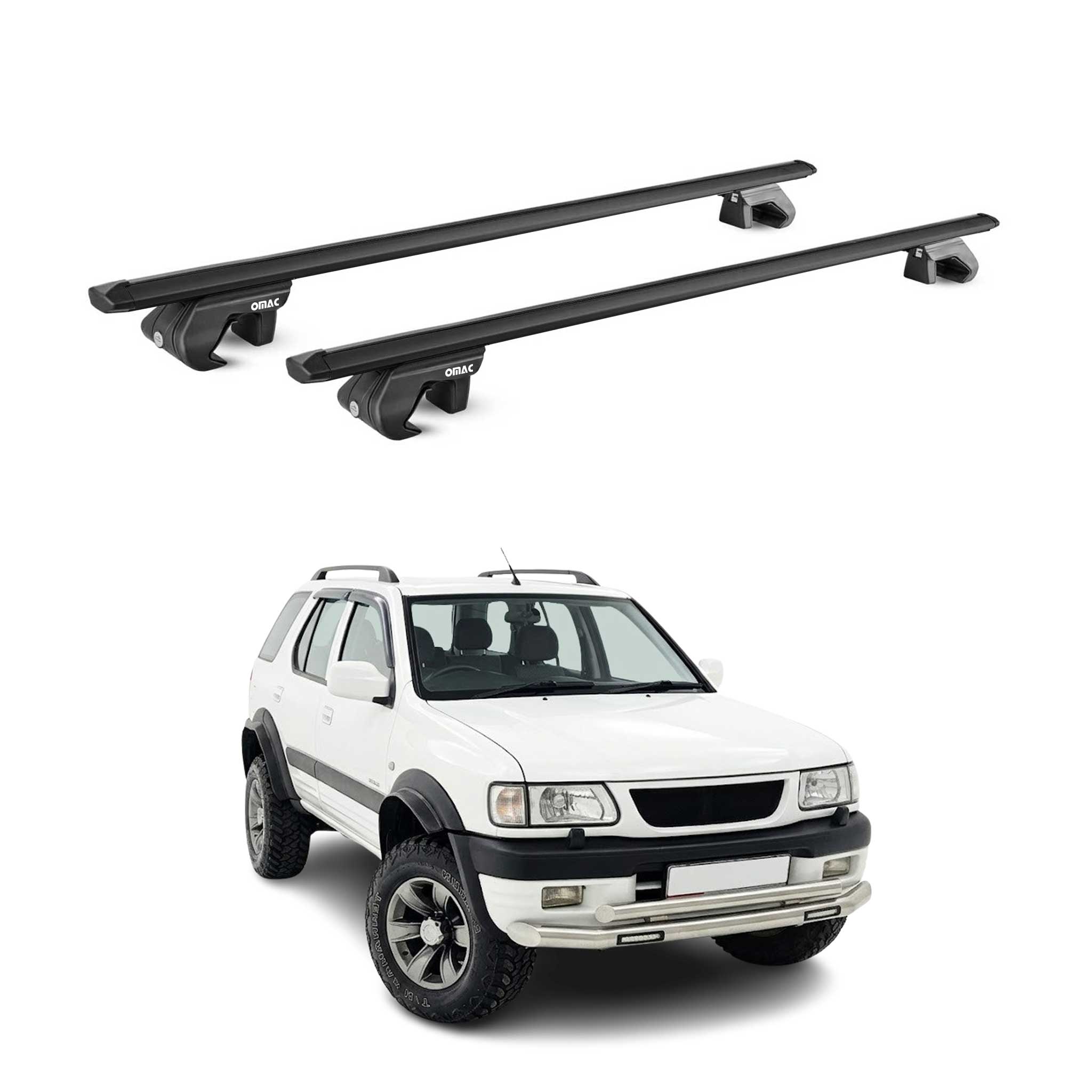 Dachträger Grundtäger für Opel Frontera 1991-2004 90kg Alu Schwarz 2 tlg ABE