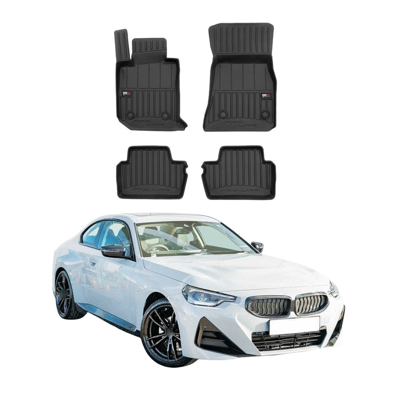 Fußmatten Gummimatten für BMW 2 er Coupe G42 2021-2025 Premium Schwarz TPE 4x