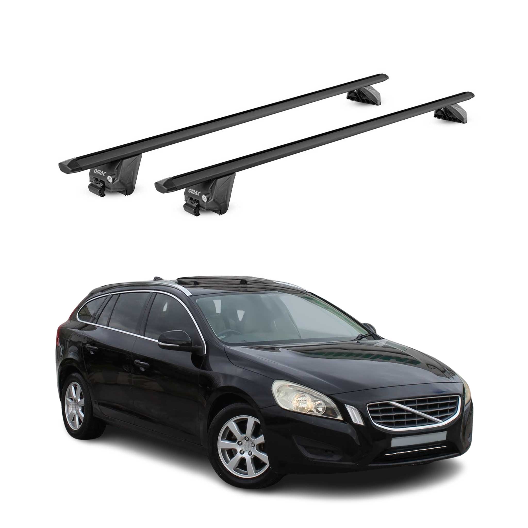 Dachträger für Volvo V60 / Cross Country 2010-2018 100kg Alu Schwarz 2x ABE