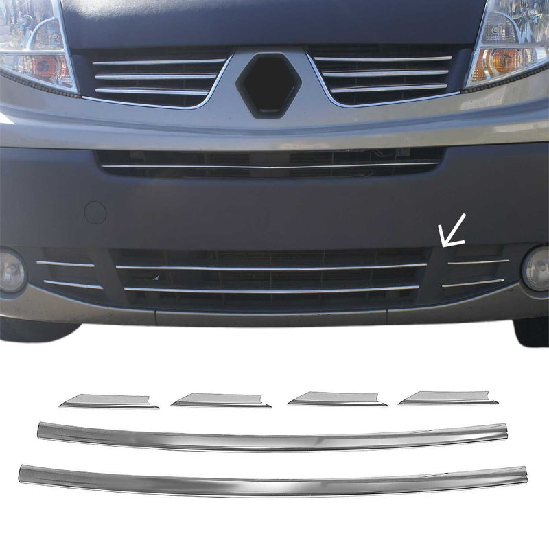 Kühlergrill Leisten Grillleisten für Nissan Primastar 2001-2014 Chrom Silber 6x