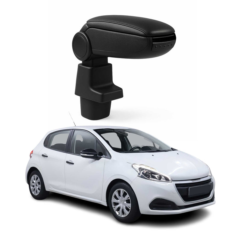 Mittelarmlehne Armlehne Mittelkonsole für Peugeot 208 2012-2019 PU-Leder Schwarz