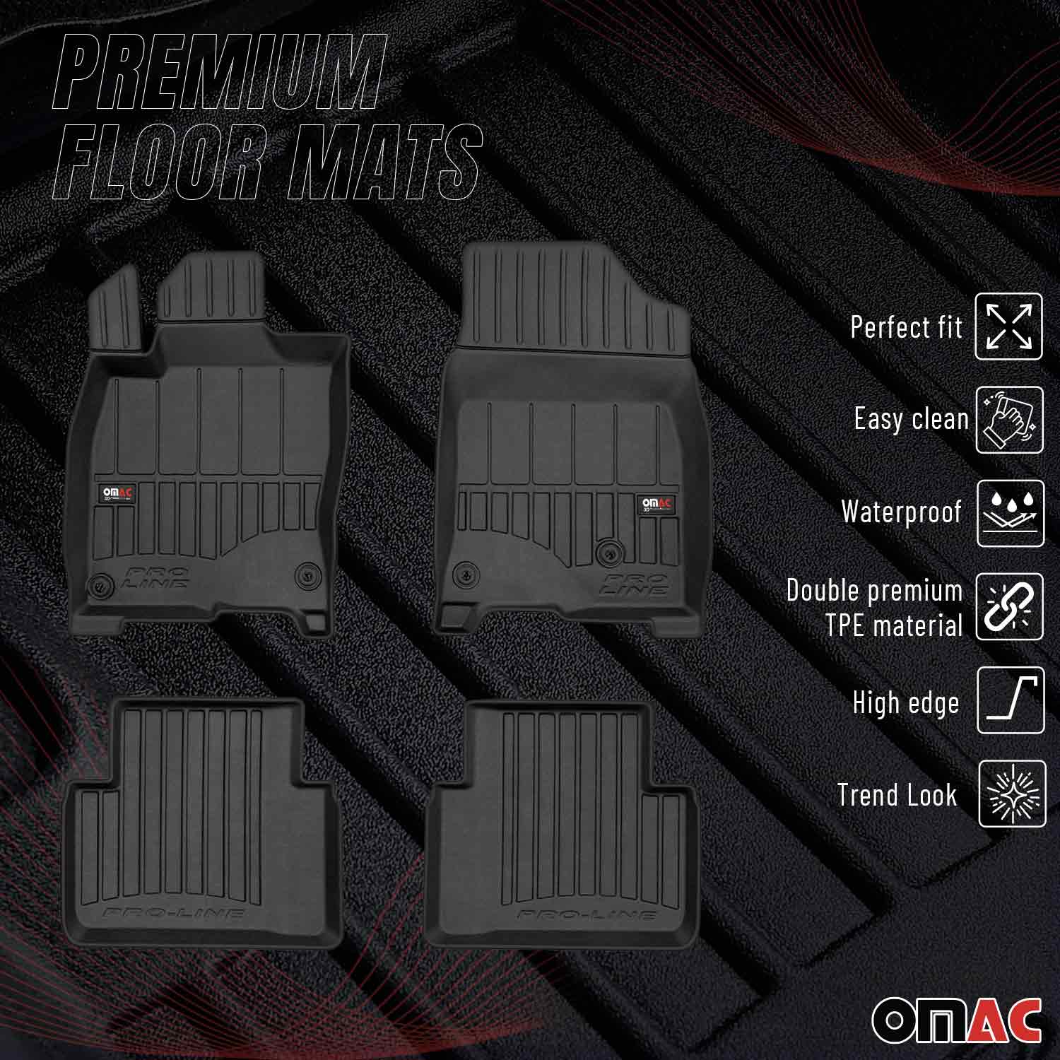 OMAC Gummi Fußmatten für Honda Civic X 2017-2021 Premium TPE Automatten 4tlg