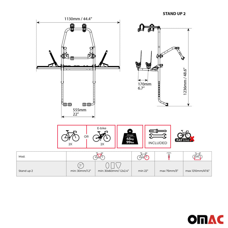 Fahrradträger für Heckklappe E Bike Mazda 2 DE 2 Fahrräder