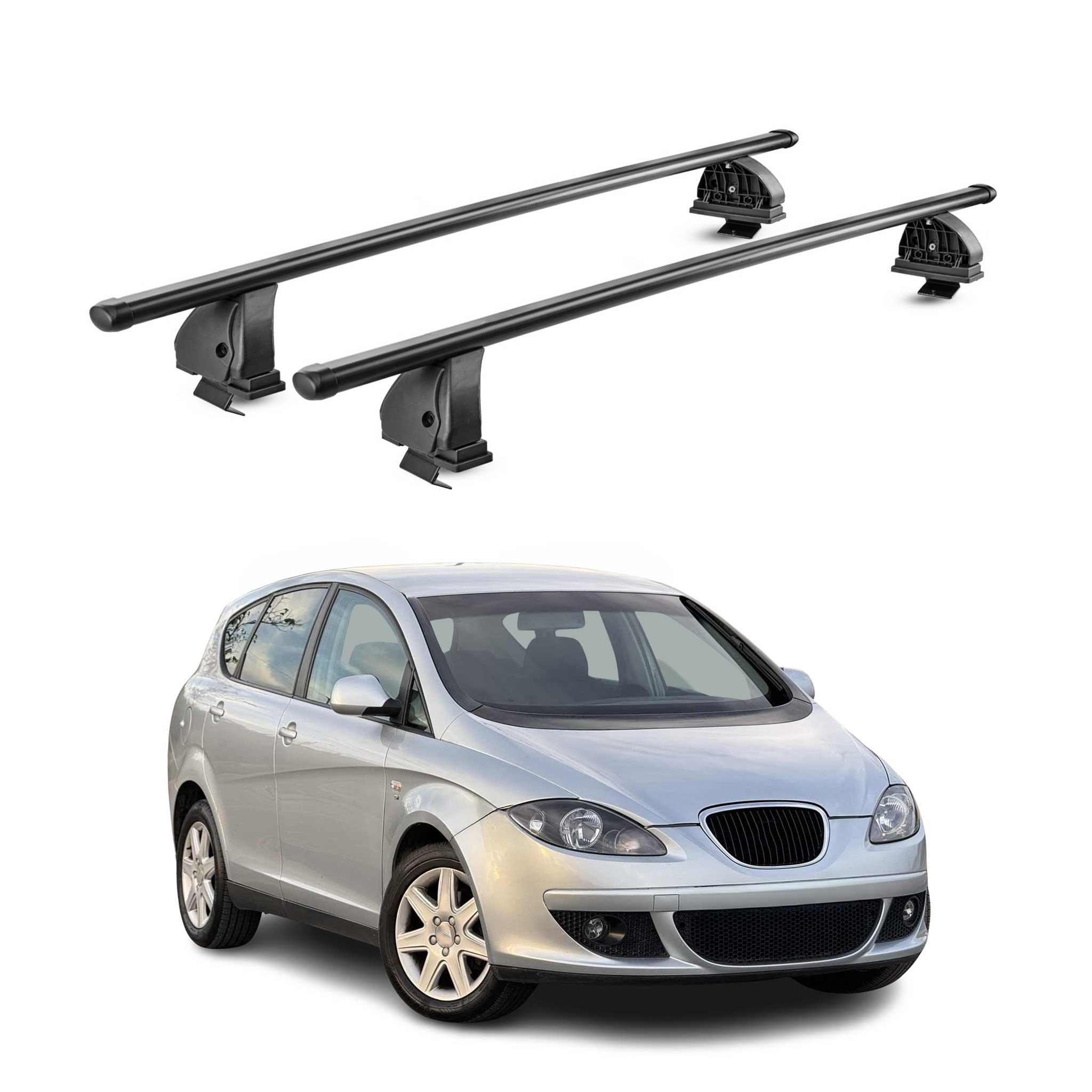 Stahl Dachträger für Seat Altea 2004-2015 TÜV Abschließbar 75 kg 2tlg Schwarz