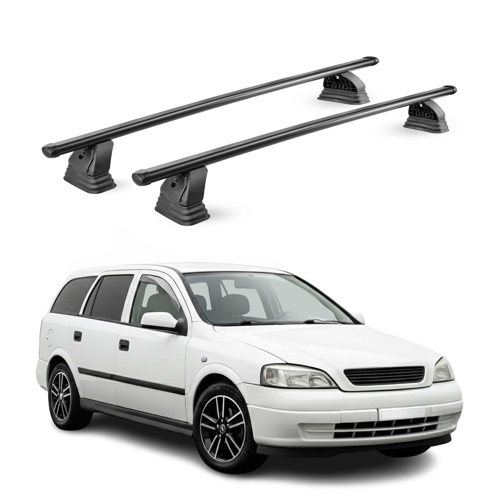 Stahl Dachträger für Opel Astra G Kombi 1998-2004 TÜV Abschließbar 2tlg Schwarz