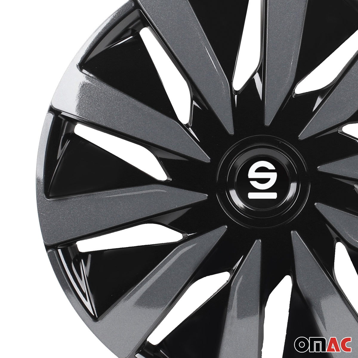 Radkappen Radzierblenden Sparco Lazio 15" Zoll Abdeckung Set Schwarz Grau 4x