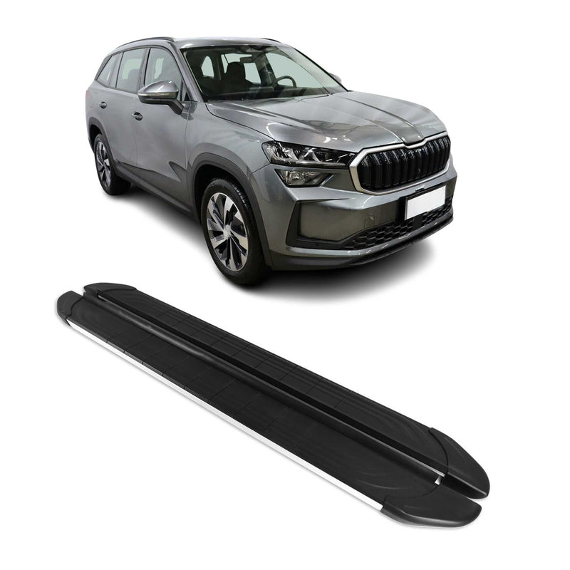 Trittbretter Seitenschweller für Skoda Kodiaq 2024-2025 Alu Schwarz Silber