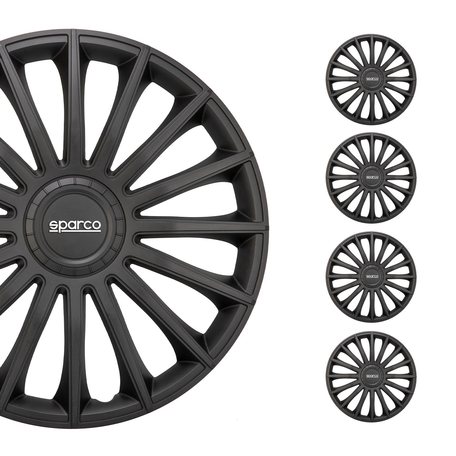Radkappen Radzierblenden Sparco Treviso 14" Zoll Auto Abdeckung Set Schwarz 4x