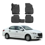 OMAC Gummimatten Fußmatten für Peugeot 301 2012-2021 TPE Automatten Schwarz 4x