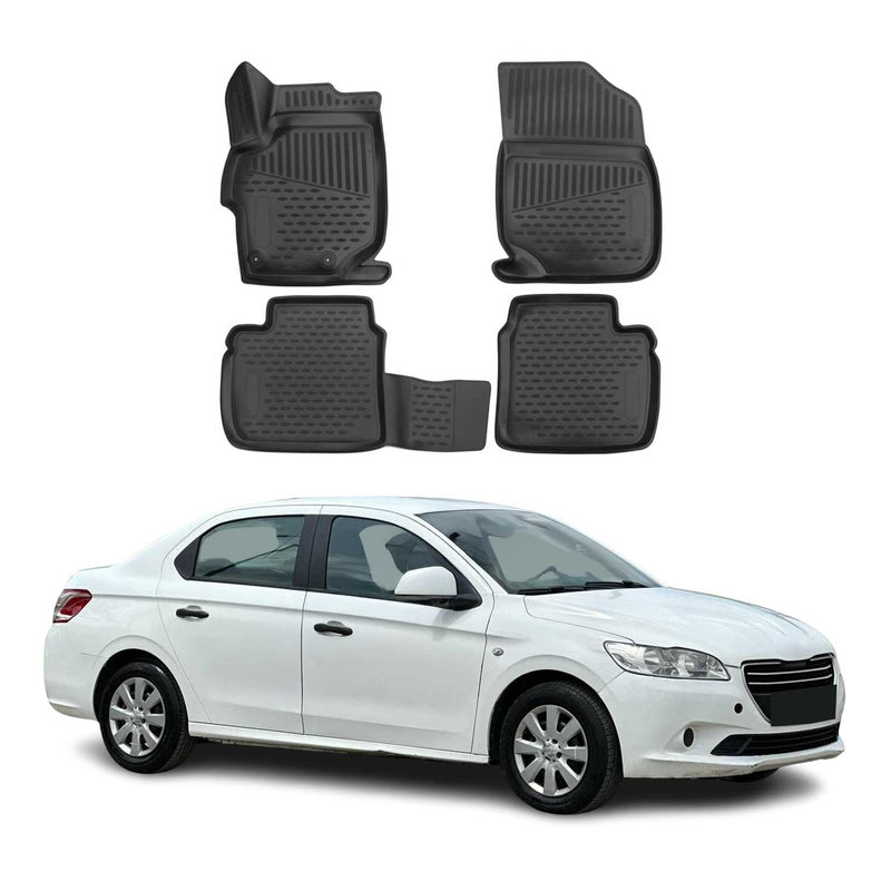 OMAC Gummimatten Fußmatten für Peugeot 301 2012-2021 TPE Automatten Schwarz 4x