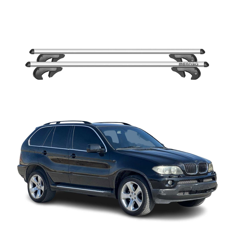 Menabo Dachträger Grundtäger für BMW X5 E53 1999-2006 90kg Alu Silber 2 tlg