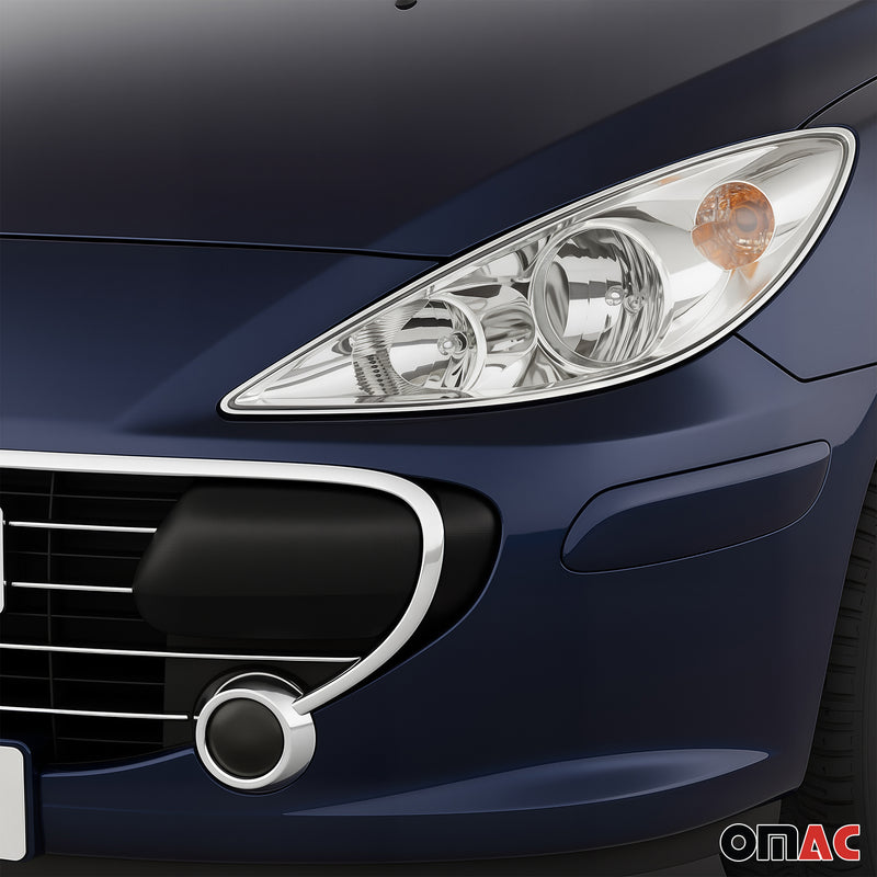 Scheinwerfer Leisten Scheinwerferblende für Peugeot 307 2001-2009 Chrom ABS 2tlg