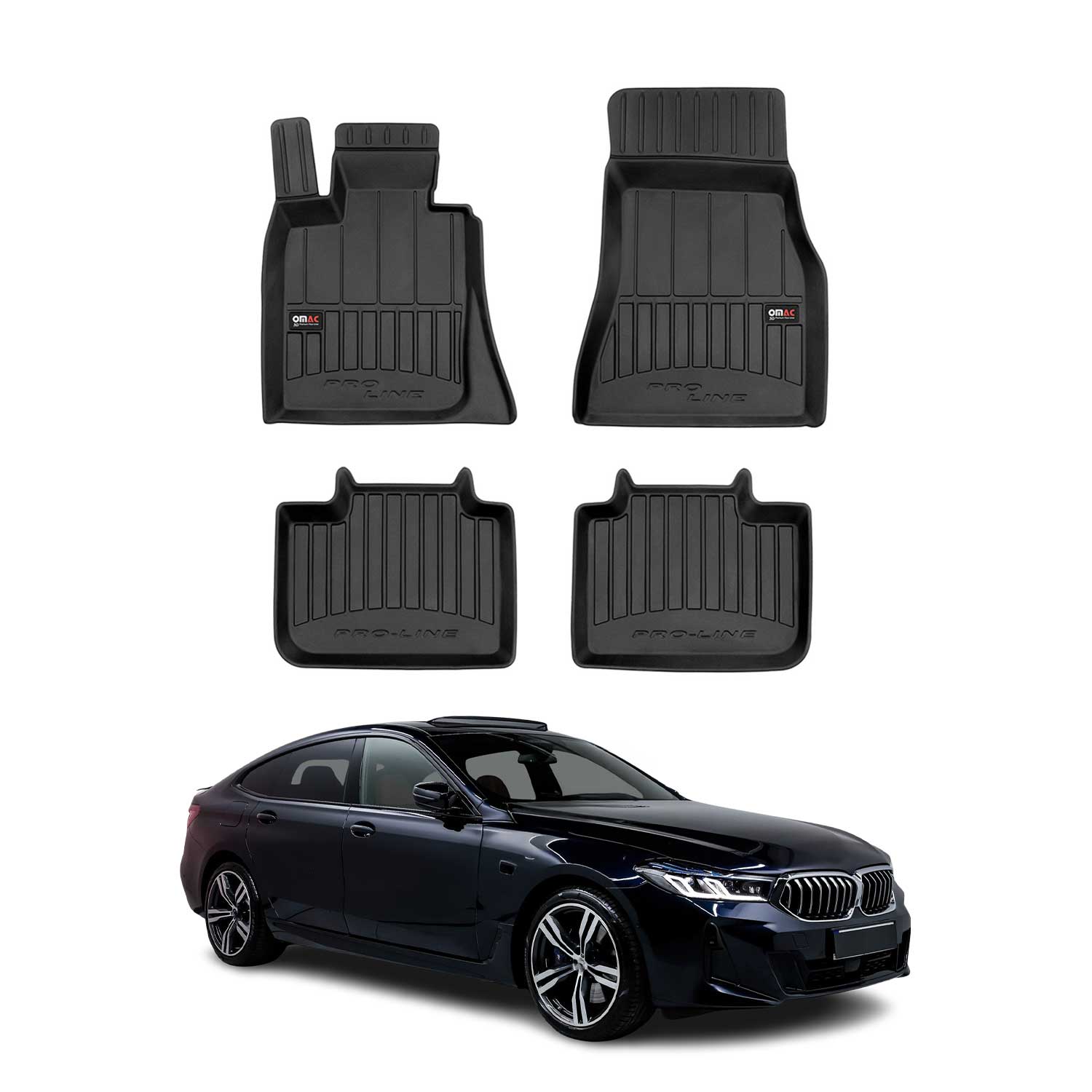 OMAC Gummi Fußmatten für BMW 6er Gran Turismo G32 2017-2023 Premium Schwarz