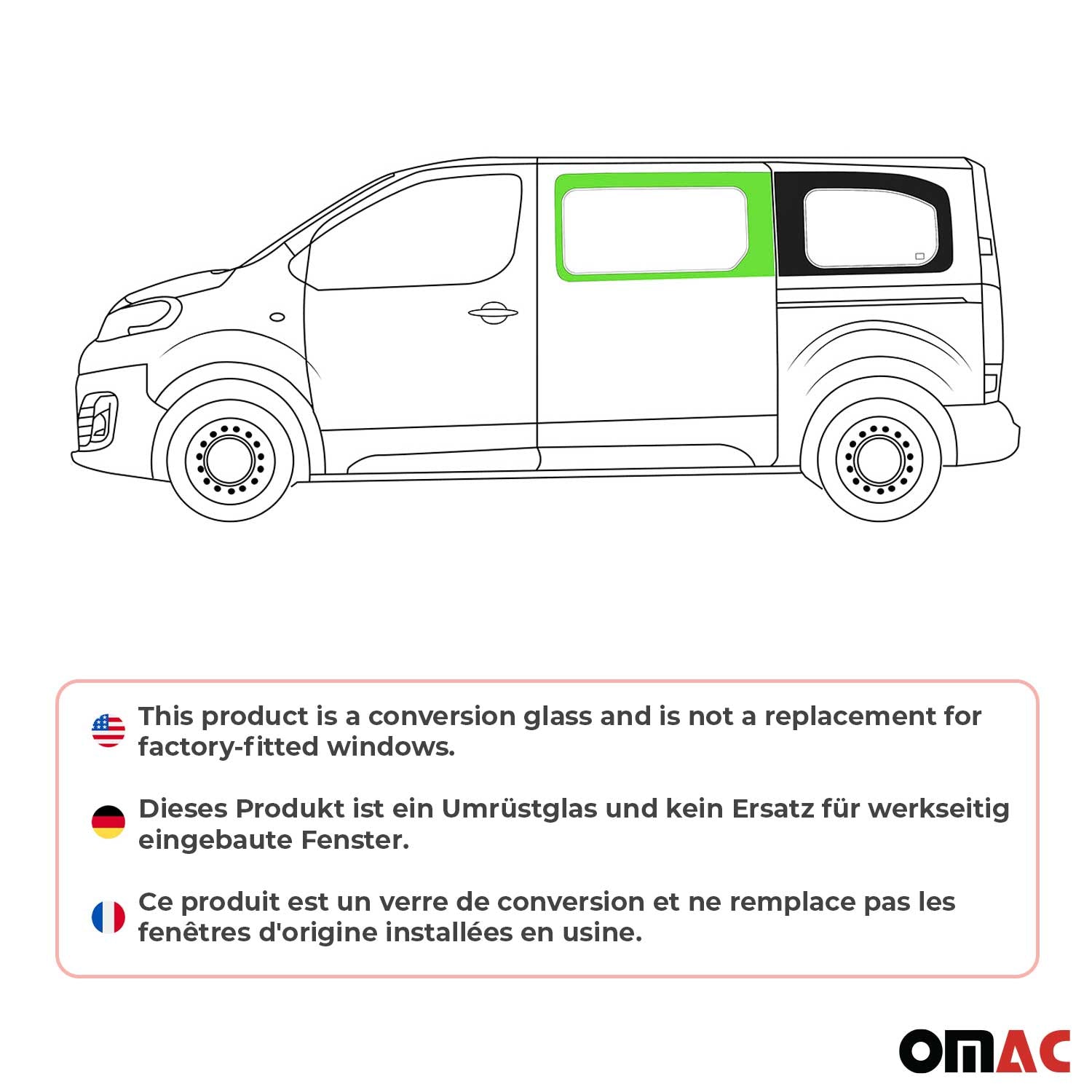 Seitenfenster Sicherheitsglas für Fiat Scudo 2022-2026 Auto Fenster Links L2 L3