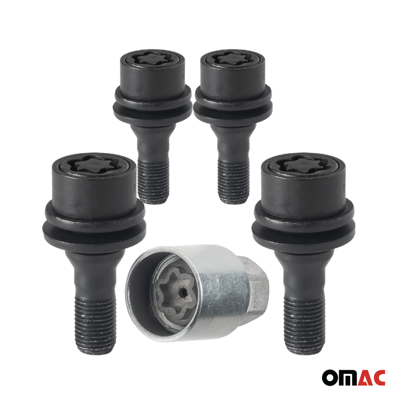 Radschloss Radschrauben Satz für Peugeot RCZ 2010-2015 Schwarz 4x M12X1.25