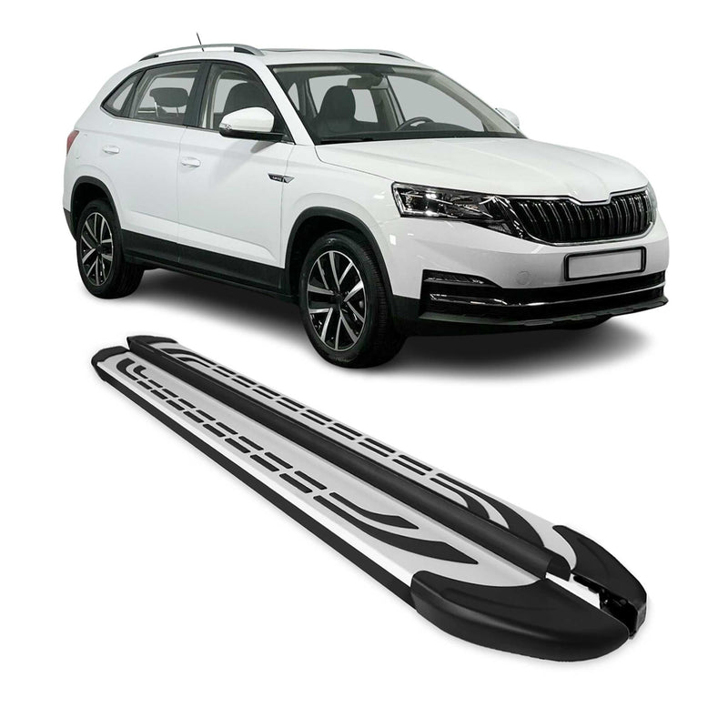 Trittbretter Seitenschweller für Skoda Kamiq 2020-2025 Silber Schwarz 2 tlg
