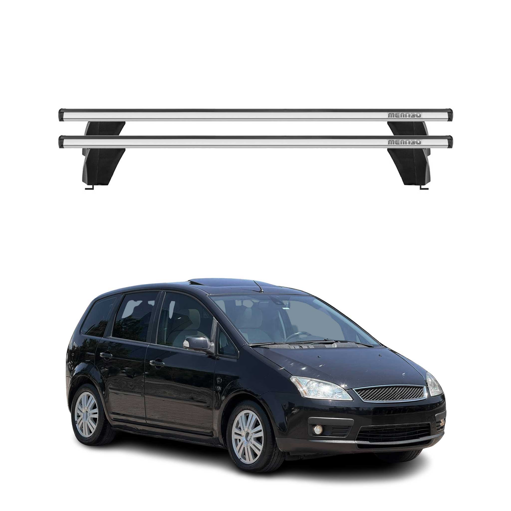 Menabo Dachträger Grundtäger für Ford C-Max 2003-2010 75kg Alu Silber 2 tlg
