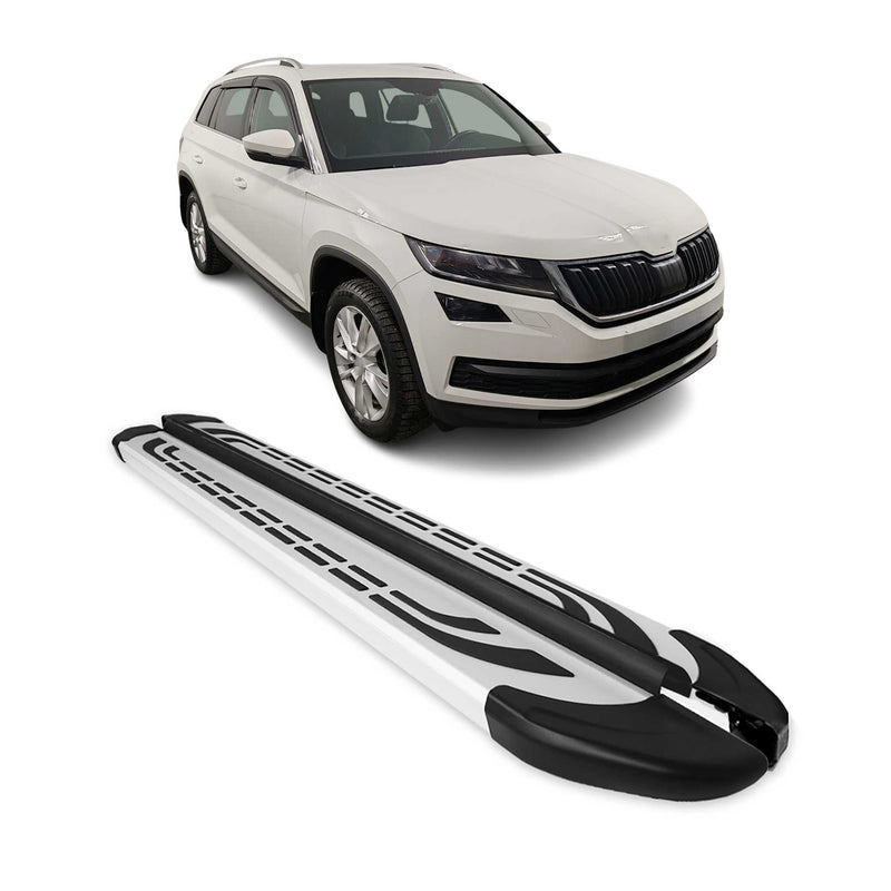 Trittbretter Seitenschweller Seitenbretter für Skoda Kodiaq 2017-2023 Alu Grau