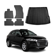 Fußmatten & Kofferraumwanne Set für Audi Q5 FY 2017-2024 Gummi Schwarz TPE 5x