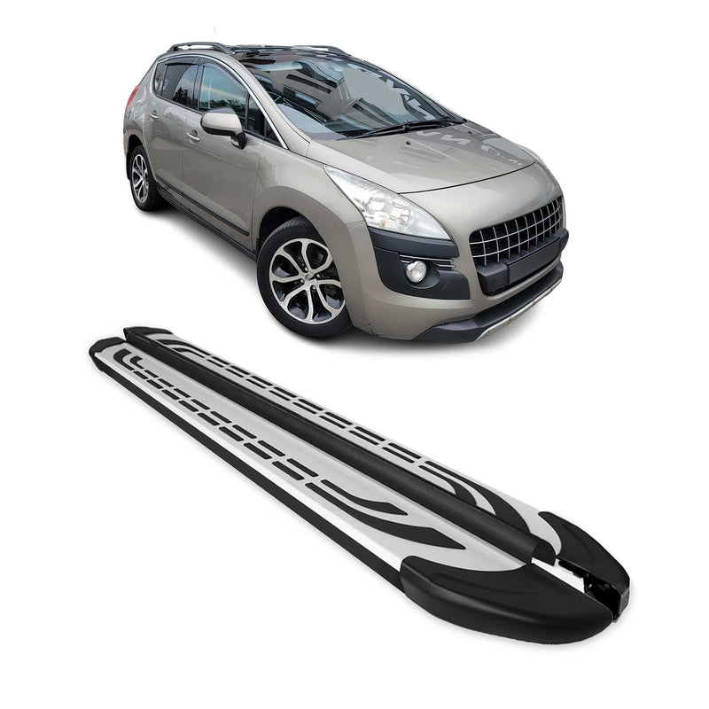 Trittbretter Seitenschweller Seitenbretter für Peugeot 3008 2009-16 Schwarz Alu