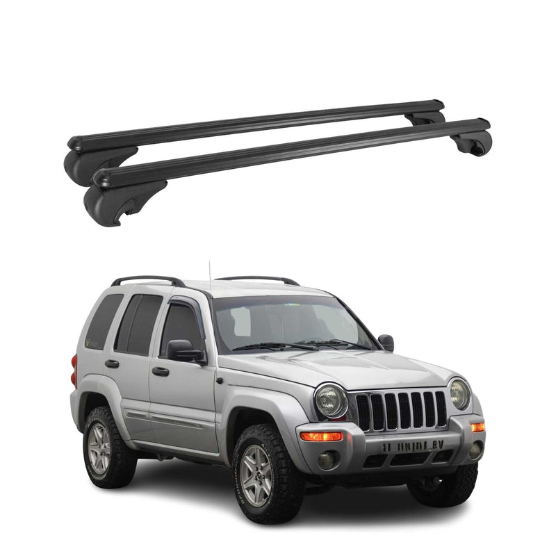 Dachträger für Jeep Cherokee KJ 2001-2008 Gepäckträger Grundträger Alu Schwarz