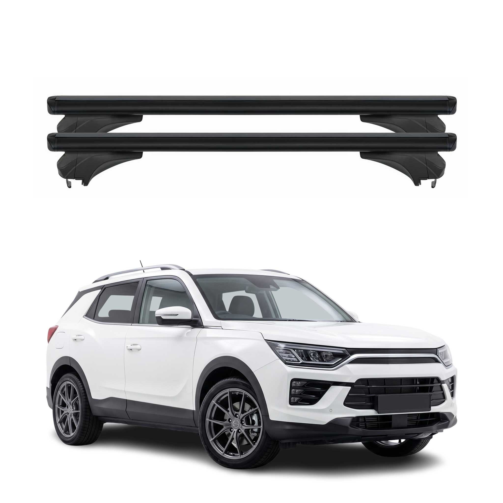 Menabo Dachträger für KGM Korando 2024-2026 Abschließbar Aluminium Schwarz 2 tlg