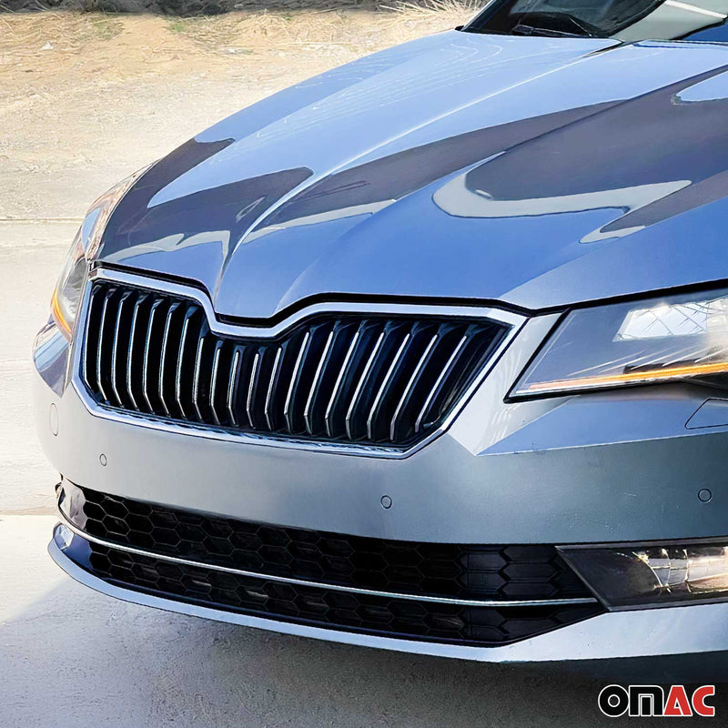Kühlergrill Leisten Grillleisten für Skoda Superb 2015-2019 Edelstahl Silber 16x
