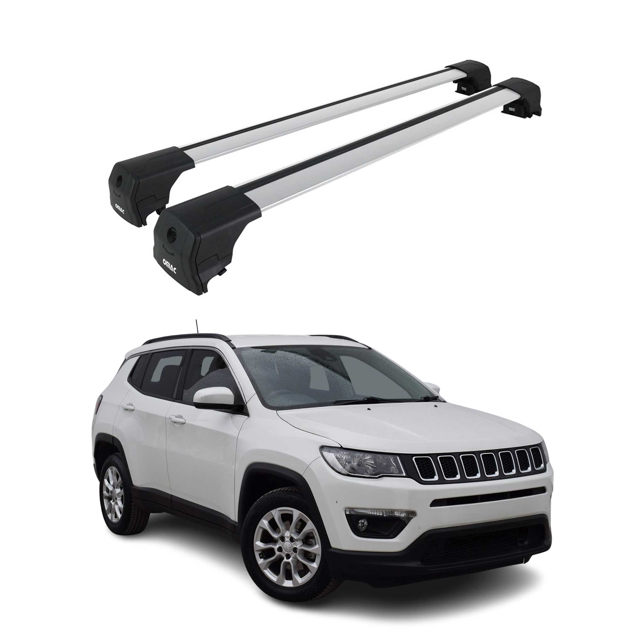 Dachträger Gepäckträger für Jeep Compass 2017-2025 Aluminium Silber 2tlg