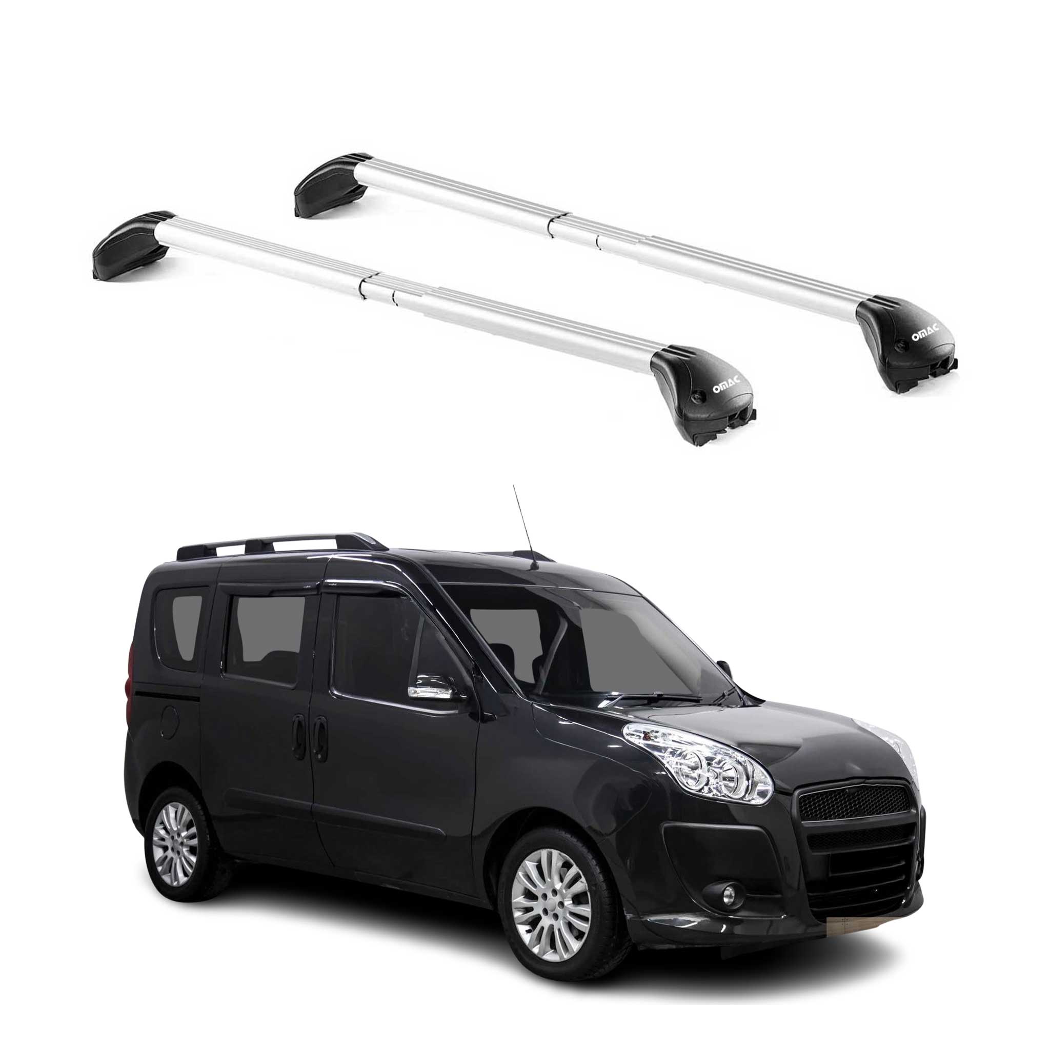 Dachträger Grundtäger für Fiat Doblo 2010-2022 100kg Aluminium Silber 2 tlg ABE