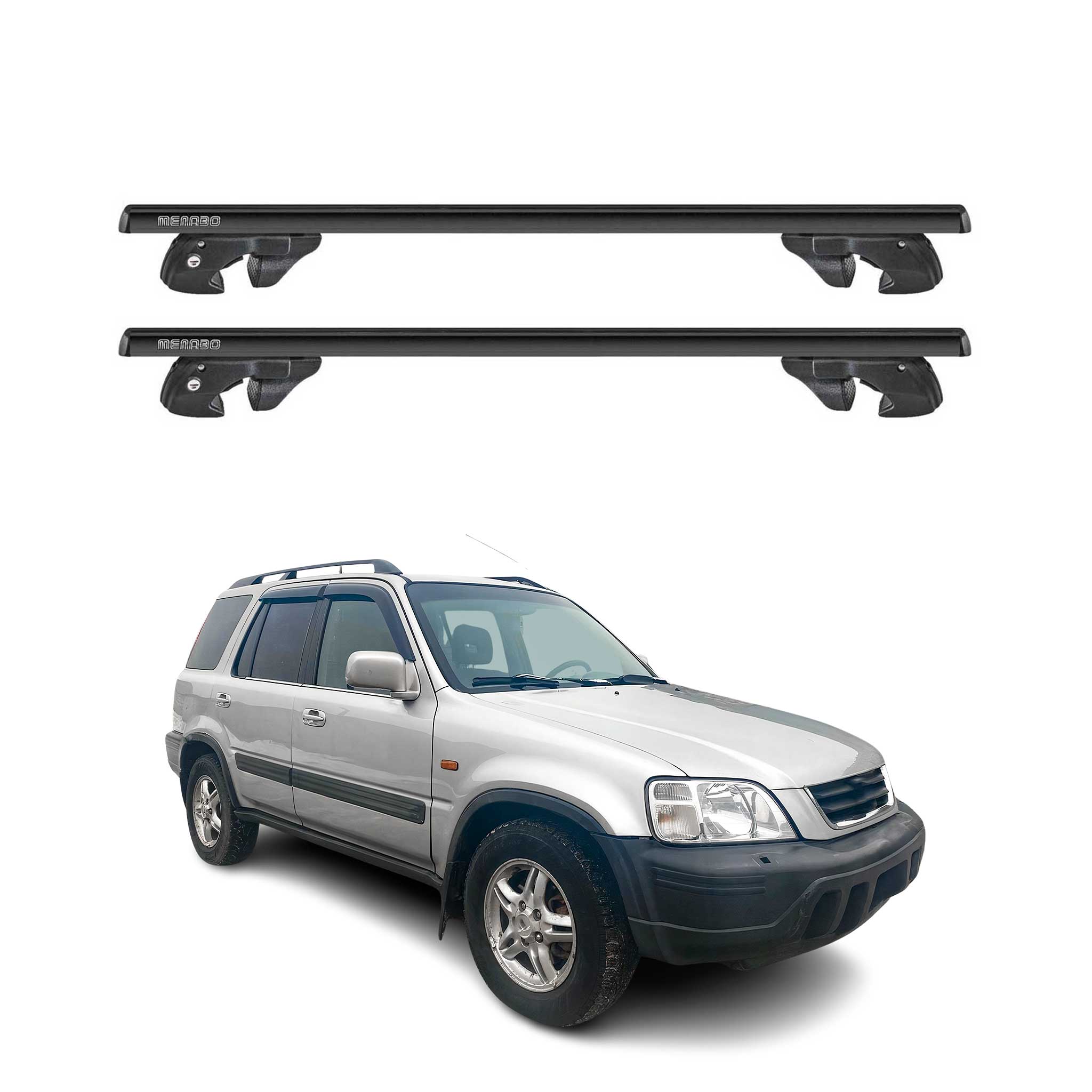 Dachträger Grundtäger für Honda CR-V I 1997-2001 Aluminium 90kg TÜV Schwarz 2tlg