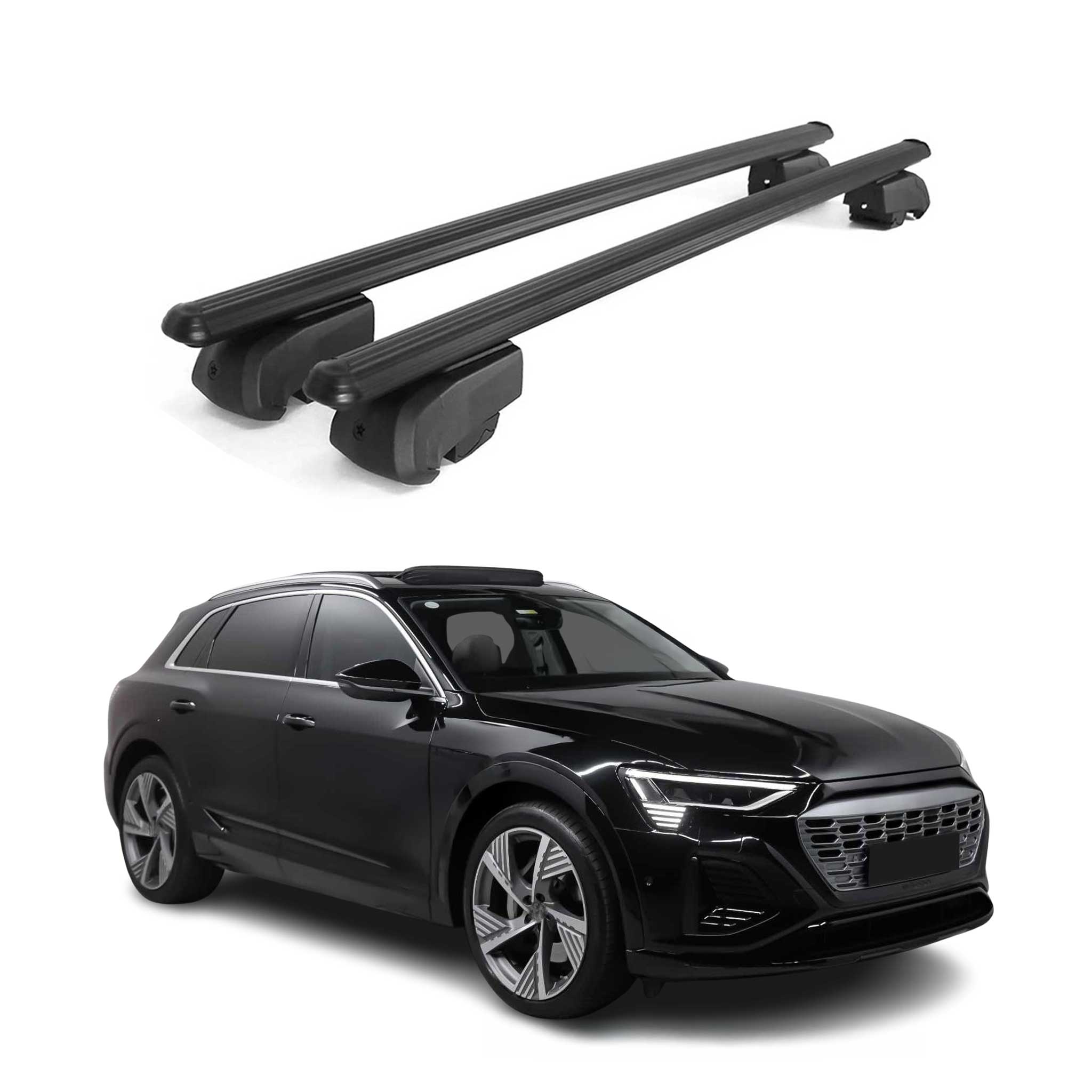Dachträger Grundtäger für Audi e-Tron 2018-2025 75kg Alu Schwarz 2 tlg