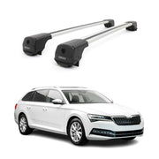 Dachträger Grundträger für Skoda Superb III Kombi 2015-2024 Aluminium Grau 2tlg