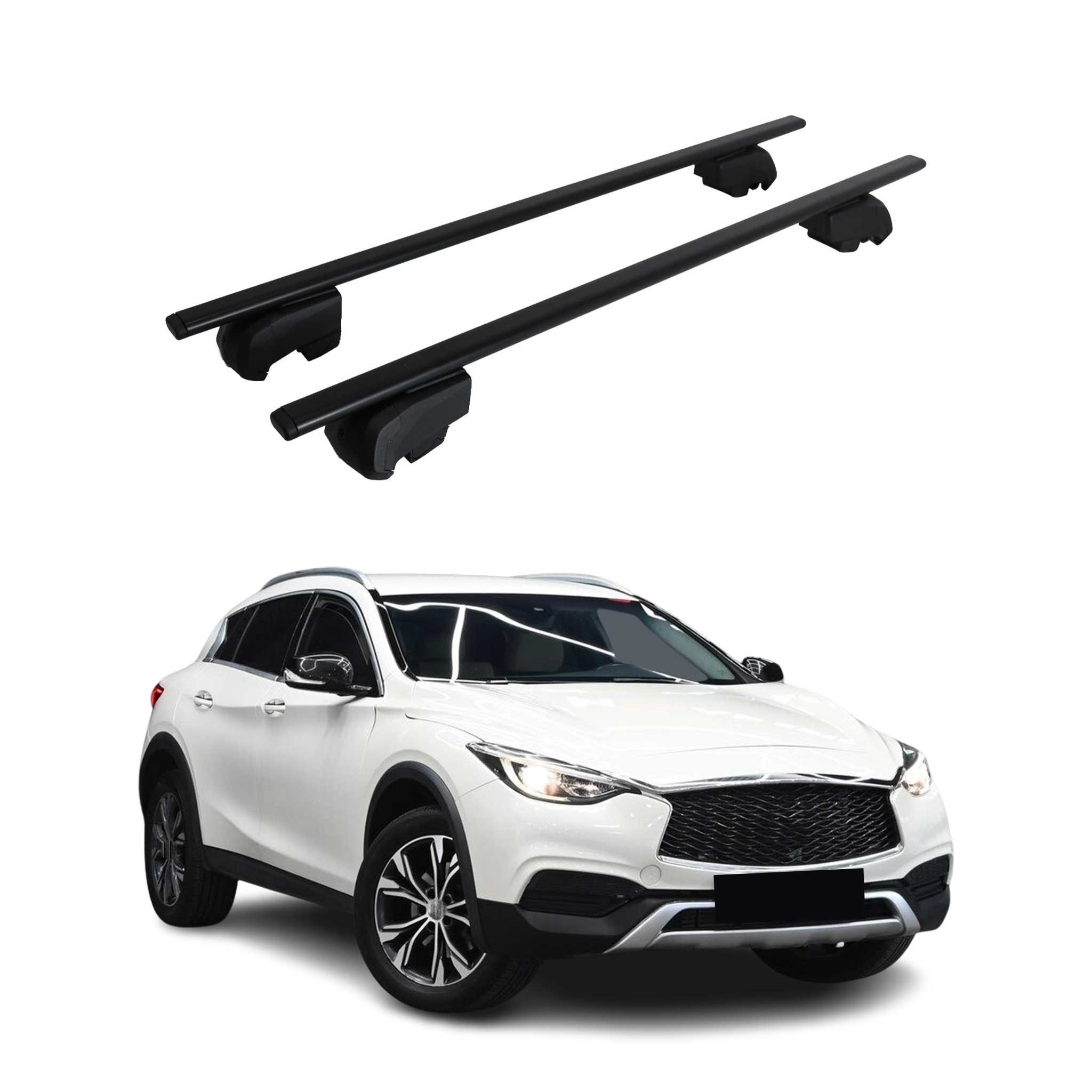 Dachträger Grundtäger für Infiniti QX30 2017-2019 75kg Metall Schwarz 2 tlg