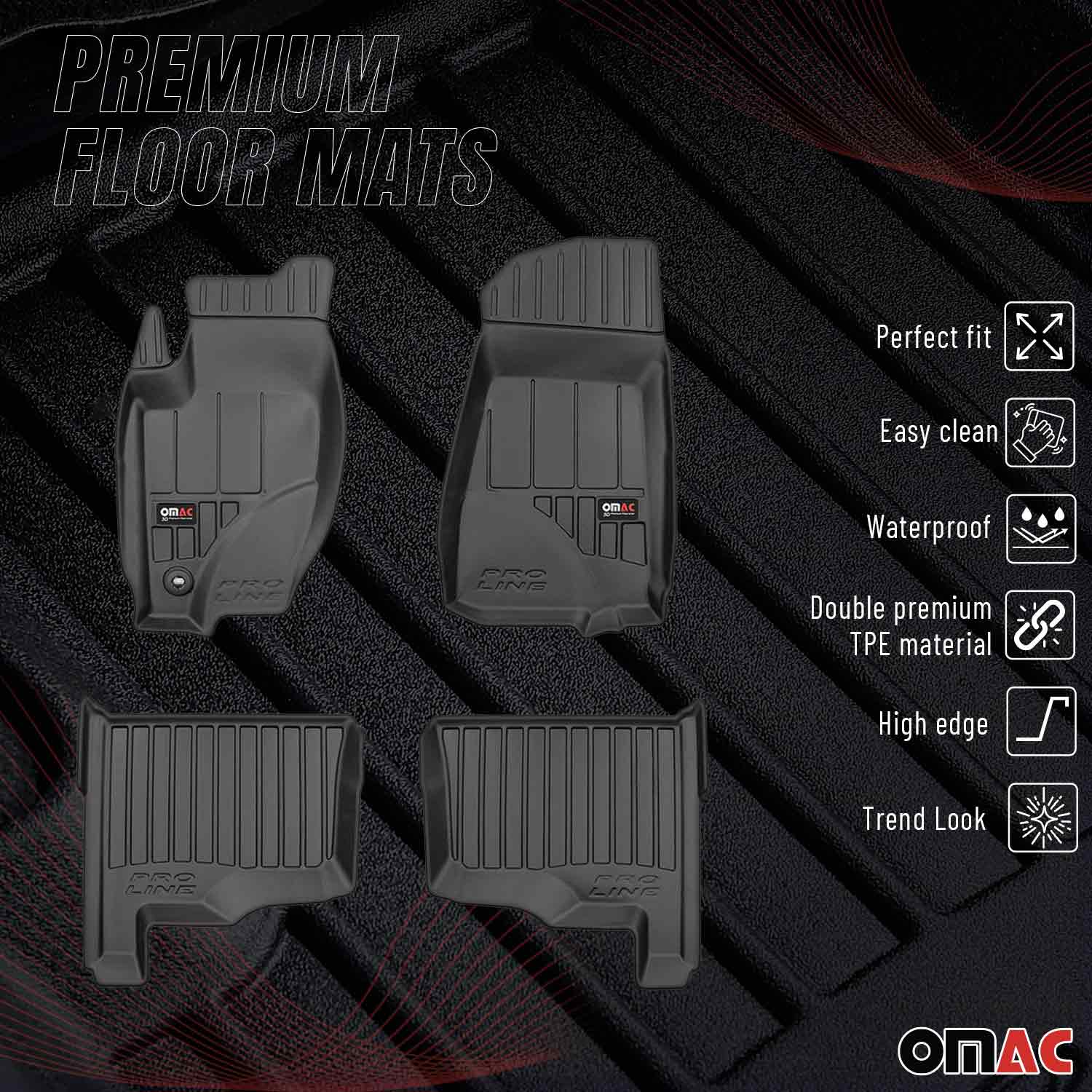 OMAC Gummi Fußmatten für Jeep Grand Cherokee 2005-2010 Premium Gummi Schwarz 4x