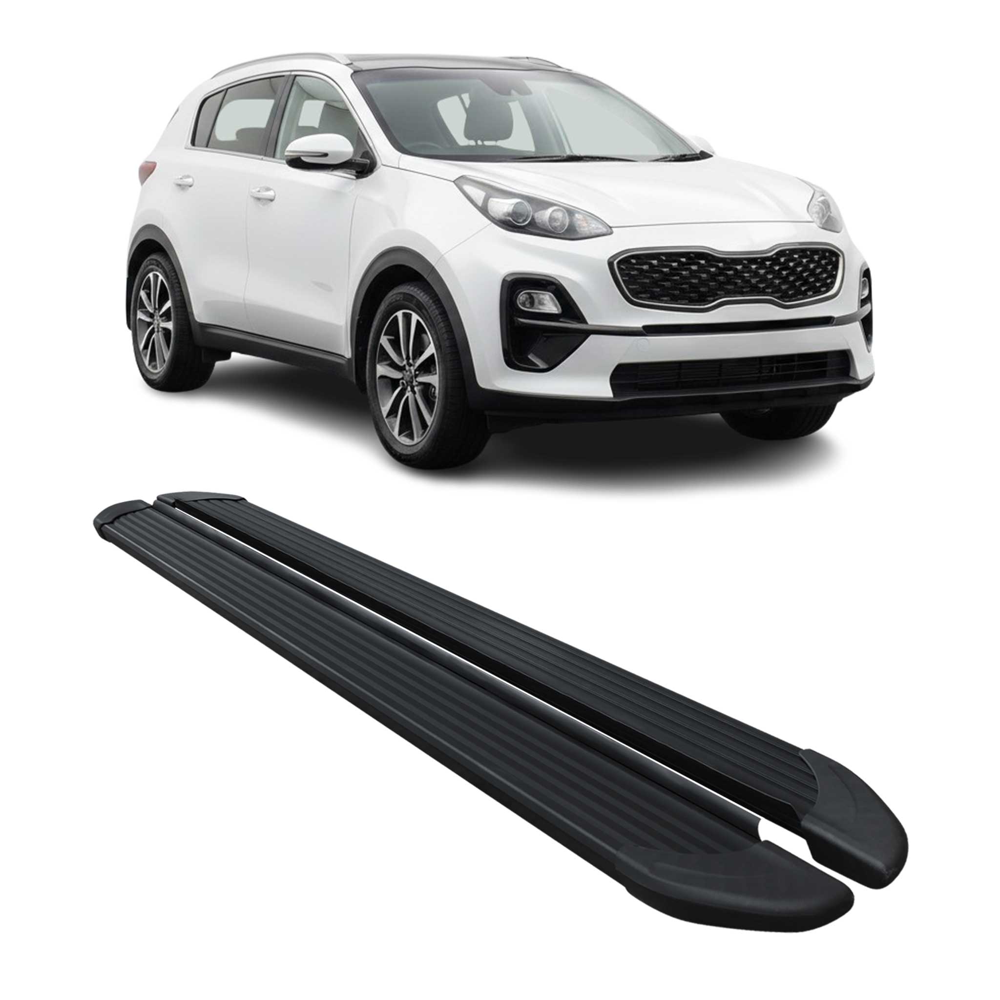 Seitenschweller Trittbretter Schweller für Kia Sportage 2015-2021 Alu Schwarz