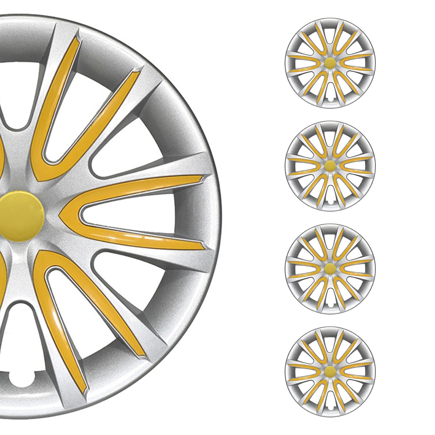 4x Radblenden Radkappen Radzierblenden für 14" Zoll Stahlfelgen Grau Gelb