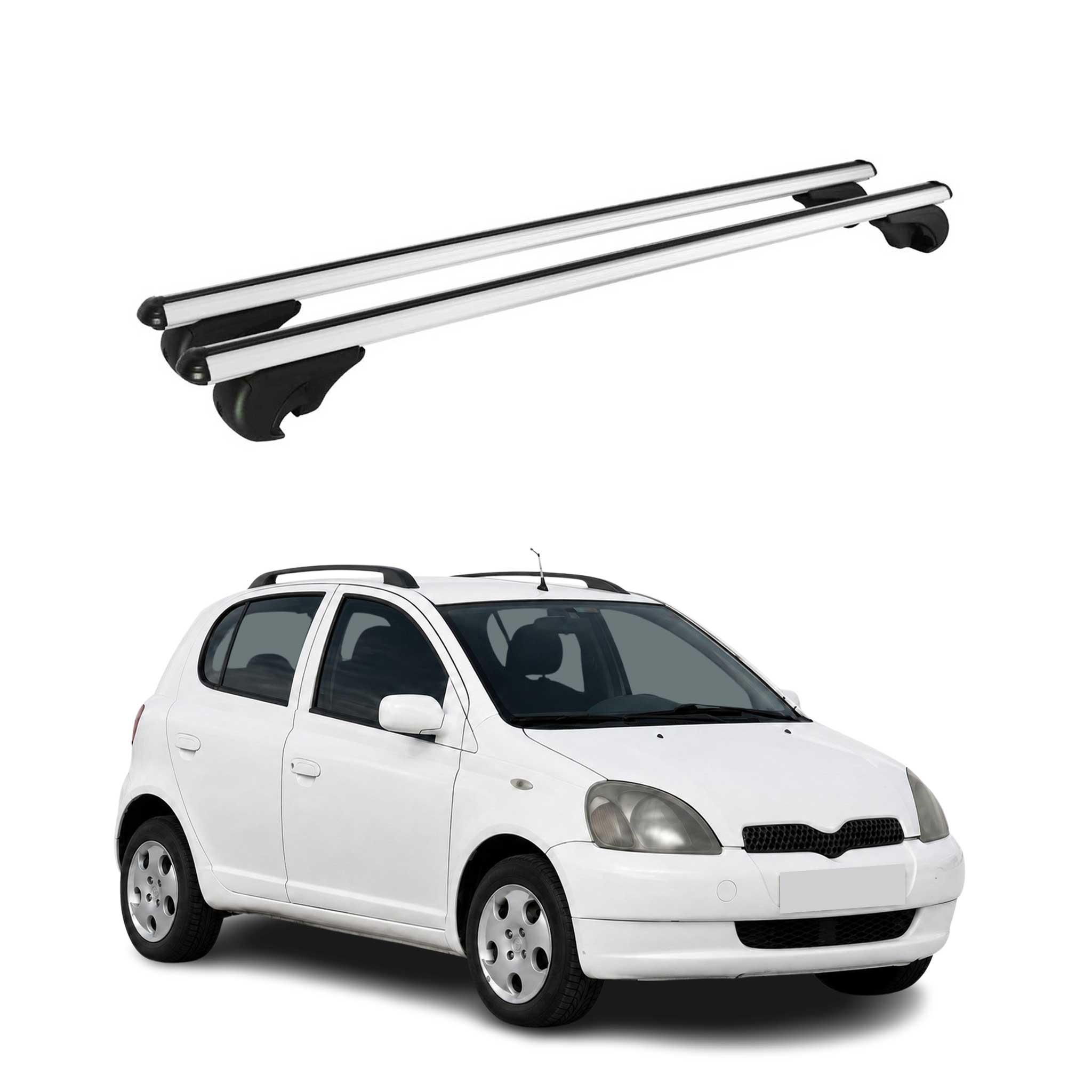Dachträger Grundträger für Toyota Yaris I Schrägheck 1999-2005 TÜV Alu Silber 2x