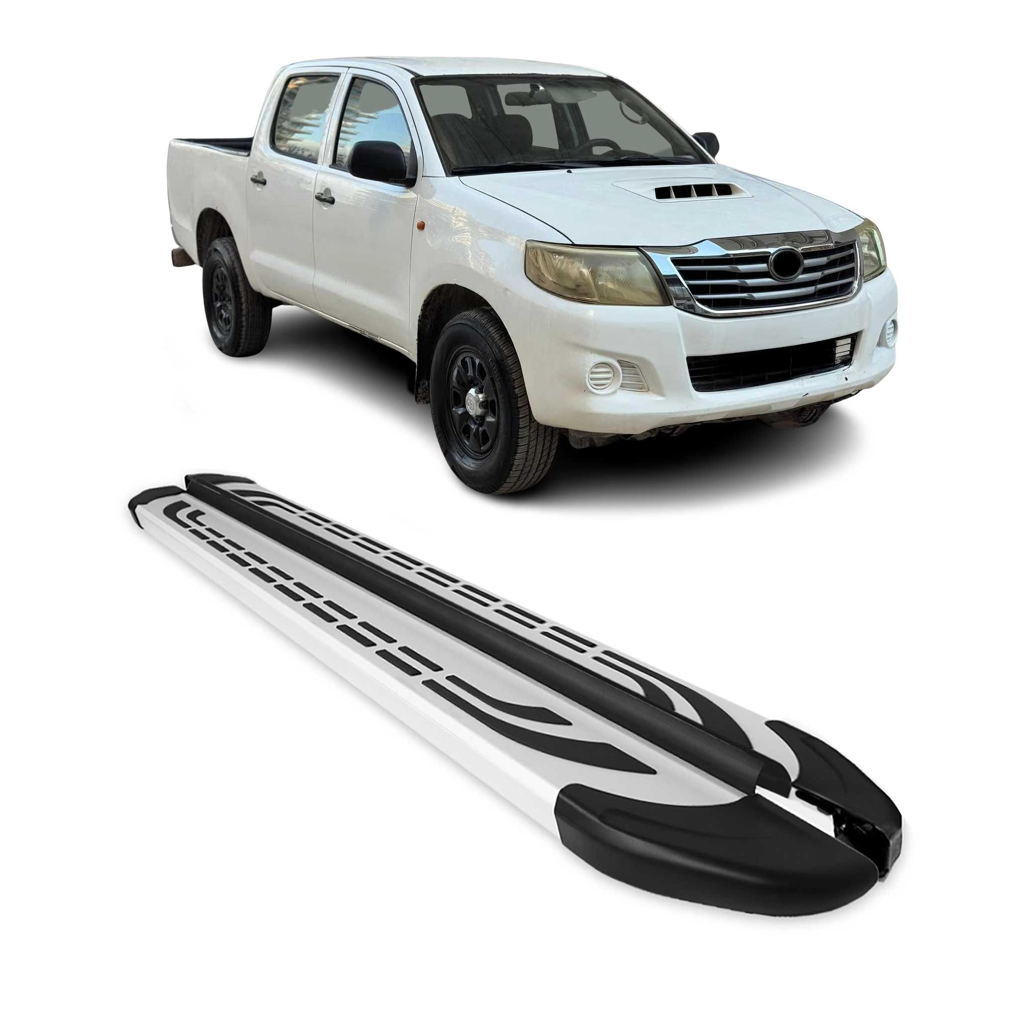 Trittbretter Seitenschweller für Toyota Hilux DoubleCab 2005-2015 Alu Grau