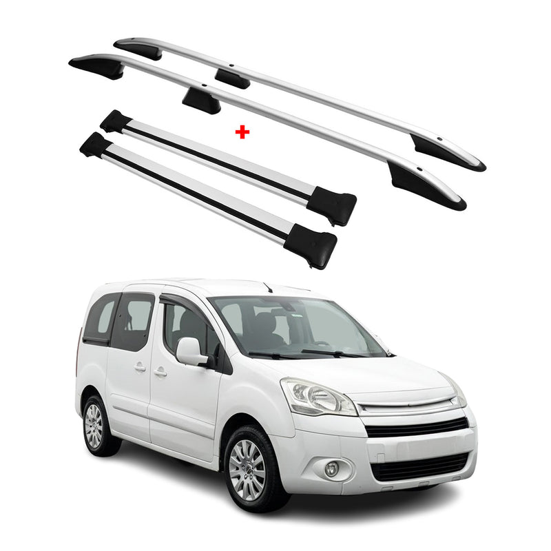 Dachreling + Dachträger für Citroen Berlingo 2008-2018 L1 Aluminium Silber 4x