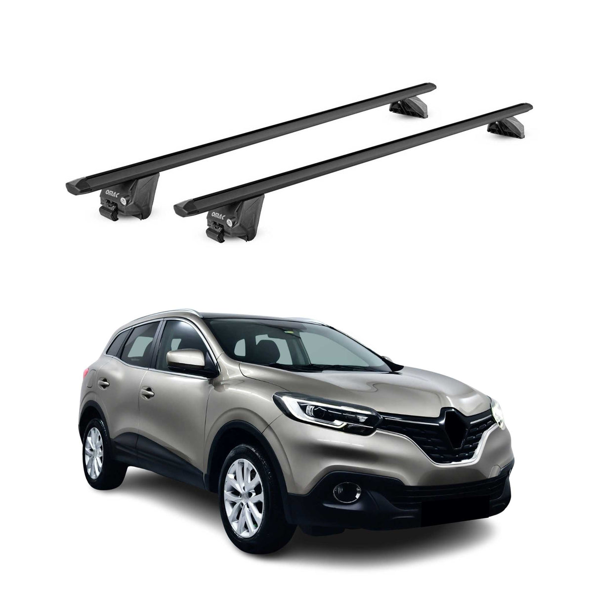 Dachträger Grundtäger für Renault Kadjar 2015-2022 100kg Alu Schwarz 2 tlg ABE