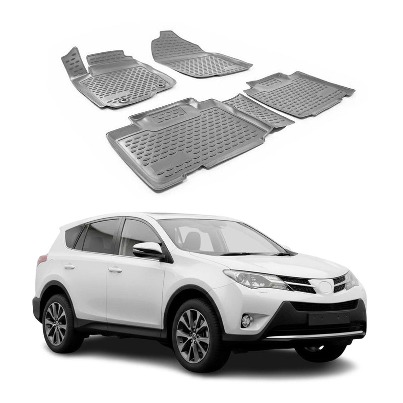 OMAC Gummimatten Fußmatten für Toyota RAV4 2013-2018 TPE Automatten Grau 4x