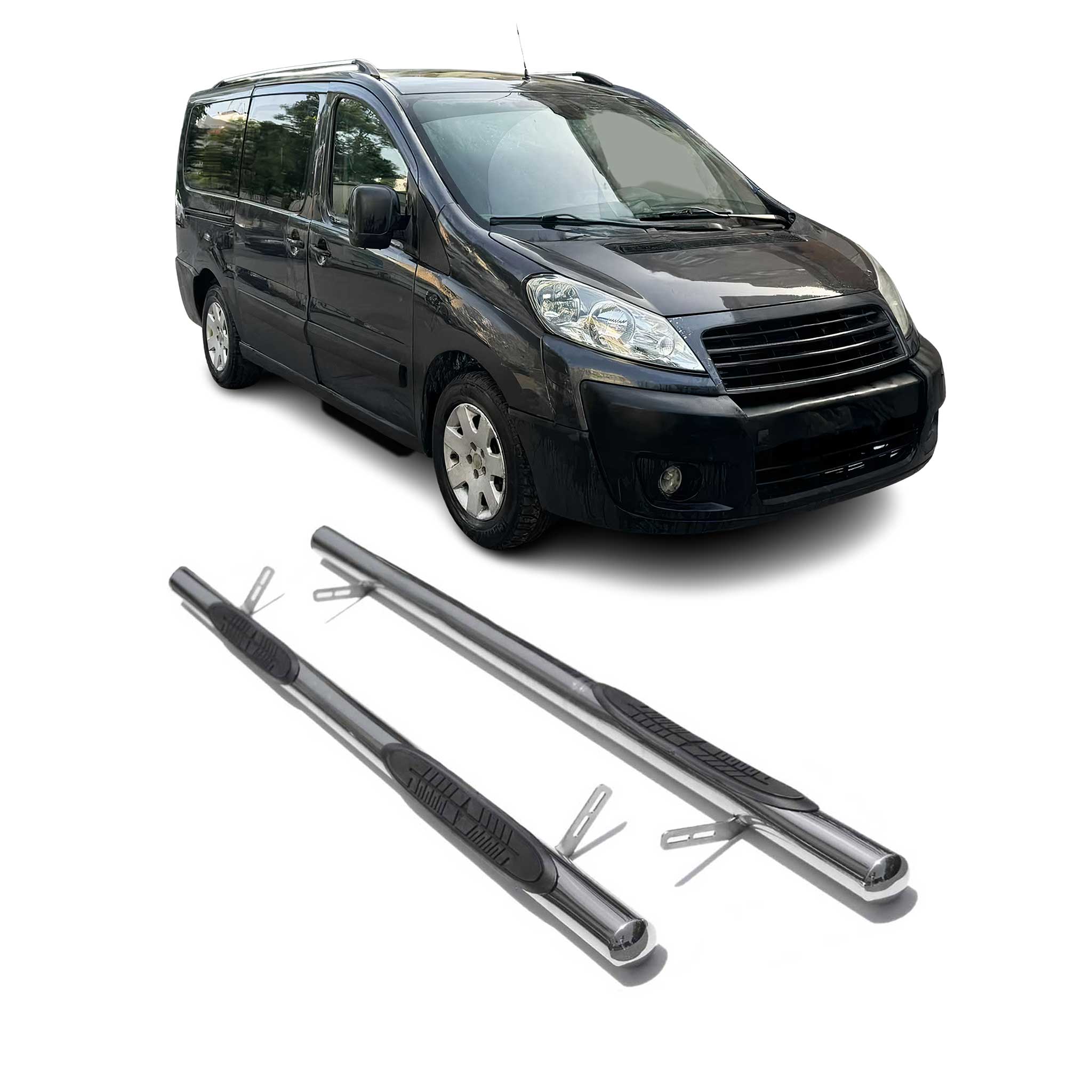 Edelstahl Trittbretter Schwellerrohre für Fiat Scudo 2007-2016 Edelstahl Silber