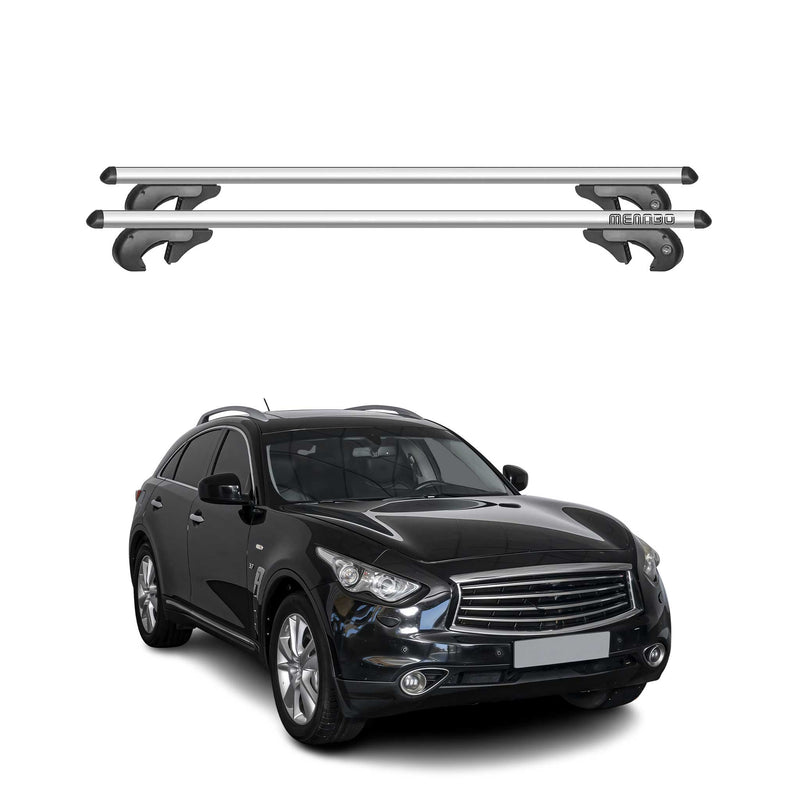 Menabo Dachträger Grundtäger für Infiniti QX70 2013-2017 90kg Alu Silber 2 tlg