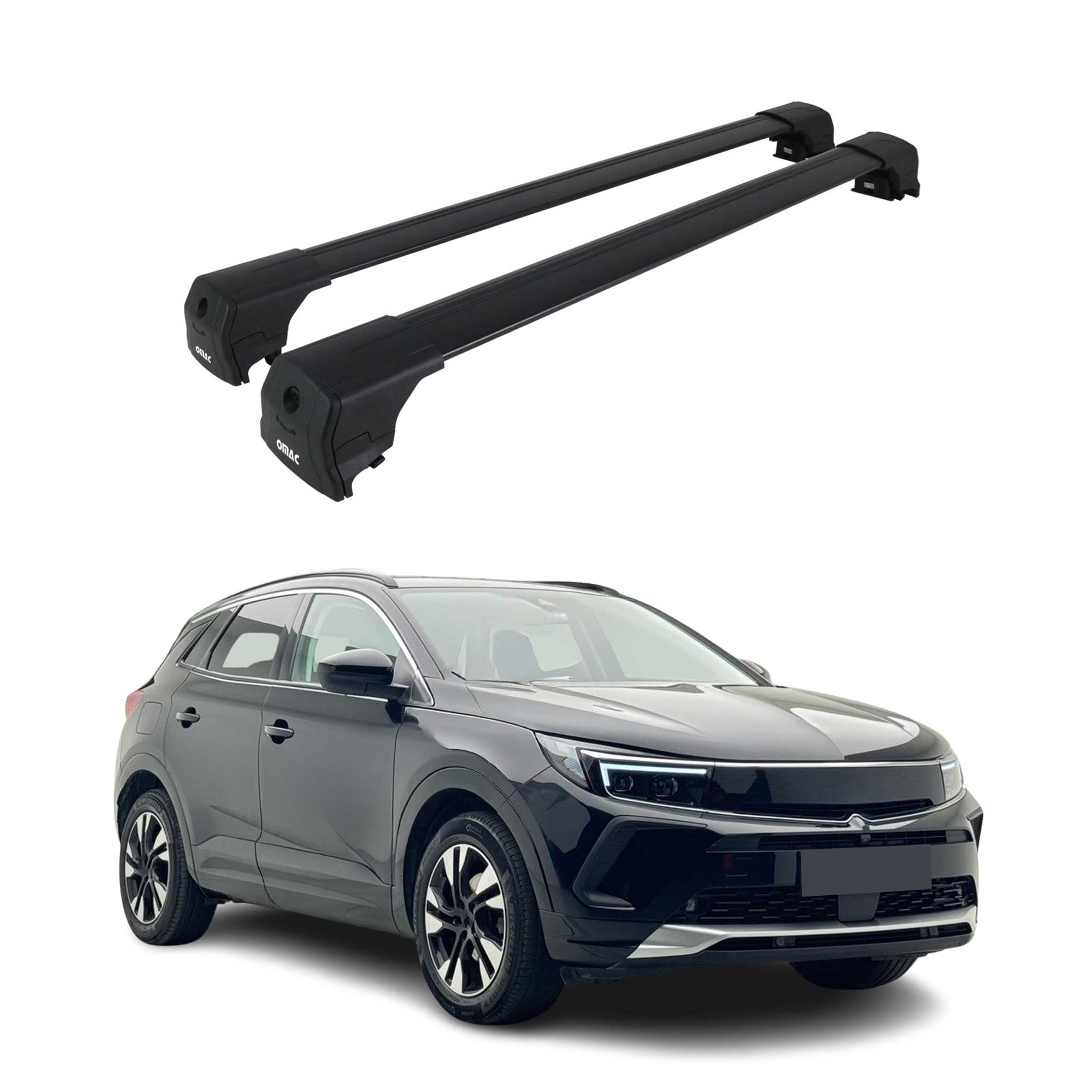 Dachträger Grundtäger für Opel Grandland 2017-2024 75kg Aluminium Schwarz 2 tlg