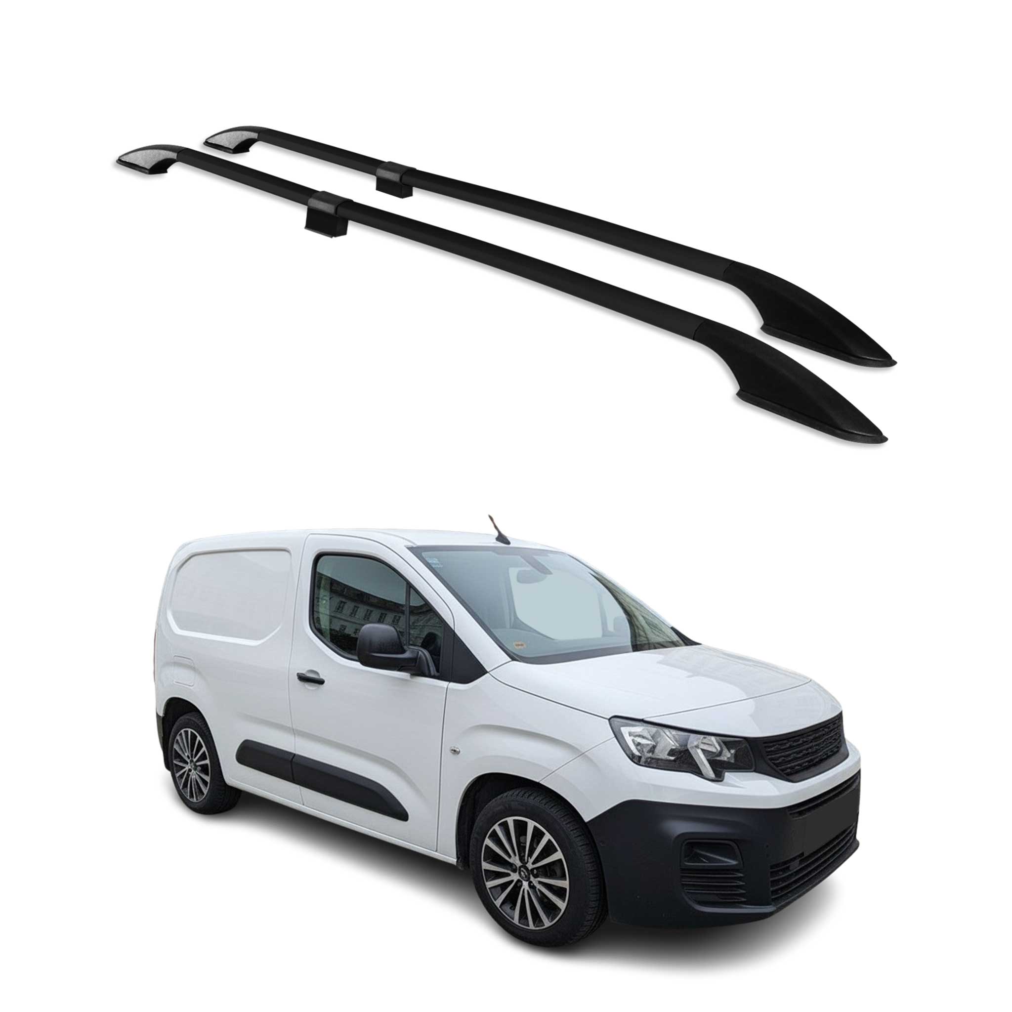 Dachreling Dachgepäckträger für Peugeot Partner 2018-2026 Kurzer Alu Schwarz